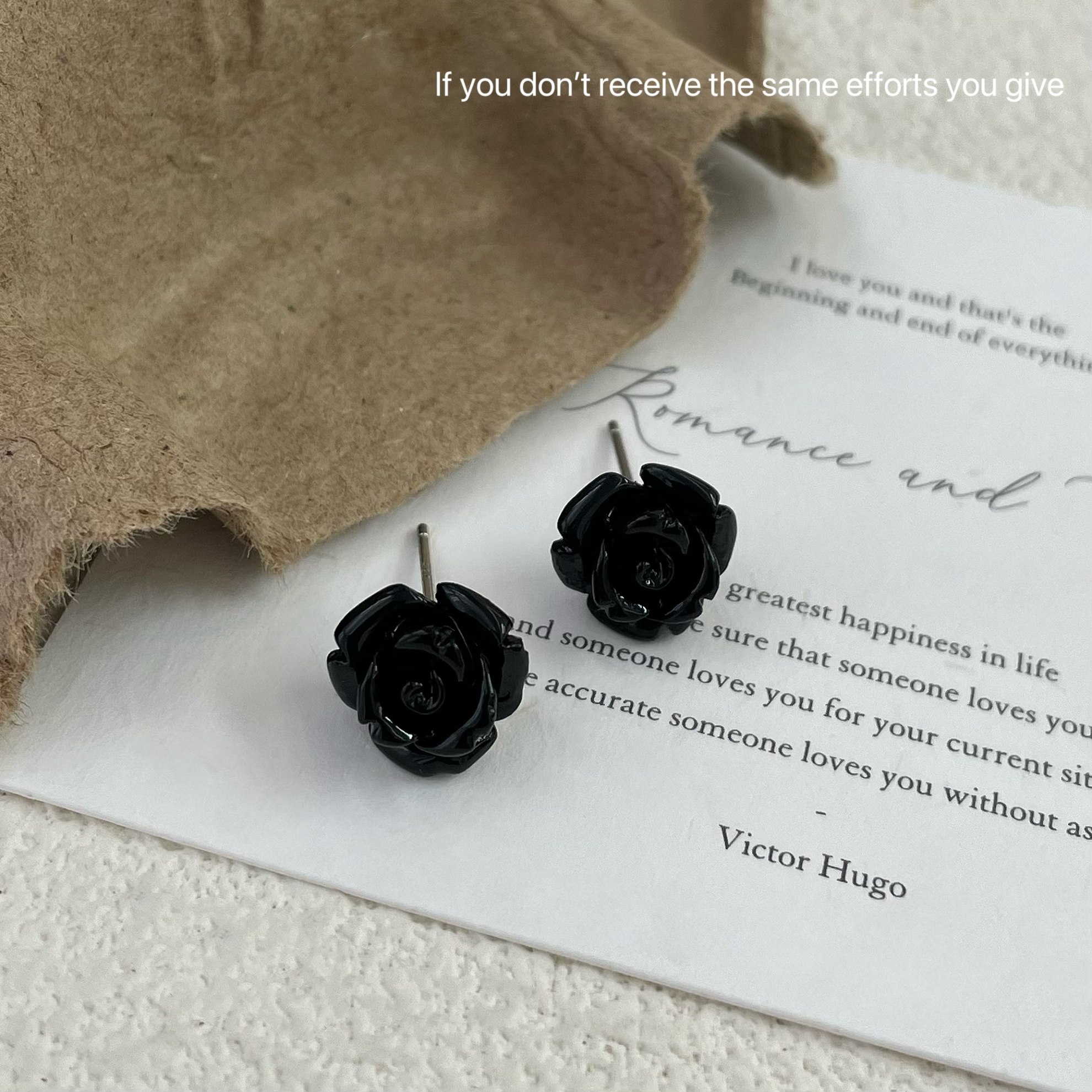 s925纯银黑色花朵耳钉小众设计时尚法式复古潮流耳饰ins风,淘宝优惠券,粉丝福利购,淘宝优惠卷