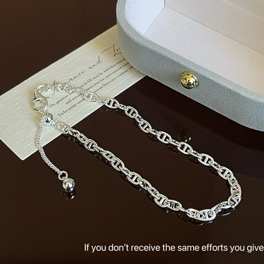 S925纯银几何猪鼻子抽拉手链高级感轻奢小众设计时尚百搭叠戴