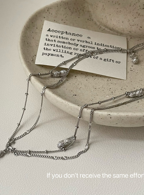 s925纯银好事发生花生双层项链女百搭轻奢高级感小众时尚气质