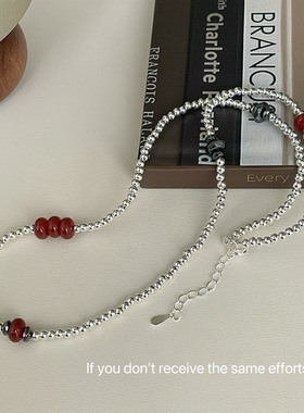S925纯银不规则银珠项链ins简约高级感轻奢小众设计百搭时尚
