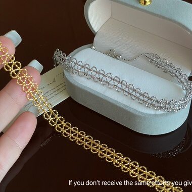 s925纯银意大利进口蕾丝手链vintage中古风法式优雅气质简约手饰