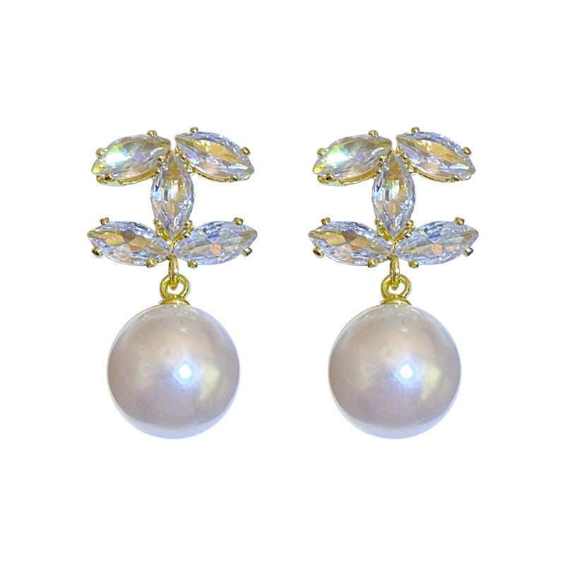 设计感锆石珍珠耳环女小众独特轻奢法式耳钉高级感时尚精致耳饰