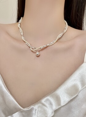 unbeaten双层珍珠锁骨链轻奢