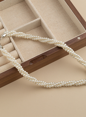 UNBEATEN多层珍珠缠绕项链女轻奢小众设计高级锁骨链气质百搭颈链