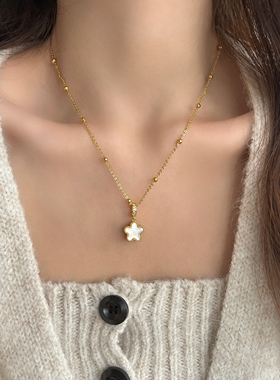 unbeaten红滴油贝母花朵项链女