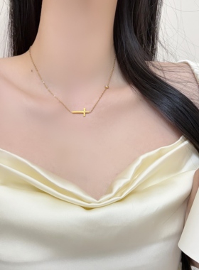 unbeaten金色十字架锁骨链女款