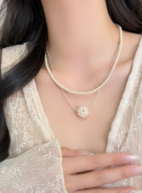 unbeaten小众珍珠双层锁骨链