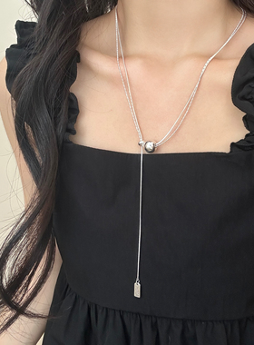 双层简约几何圆球项链2025新款