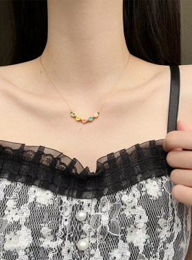 UNBEATEN彩色滴釉笑脸项链女潮小众轻奢高级感2025新款钛钢不掉色