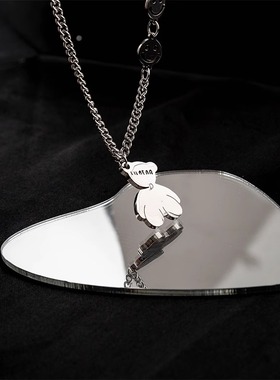 UNBEATEN小熊吊坠钛钢项链女夏