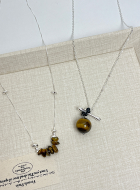 美拉德虎眼石项链女轻奢小众高级感毛衣链配饰百搭时尚气质长项链