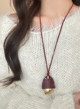 unbeaten简约皮革金属吊坠项链