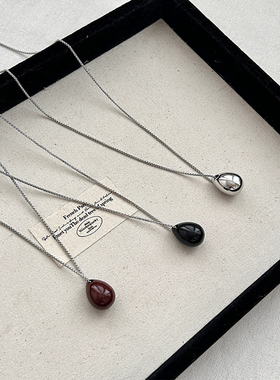 金属水滴吊坠项链女个性小众高级感简约百搭气质锁骨链毛衣链配饰