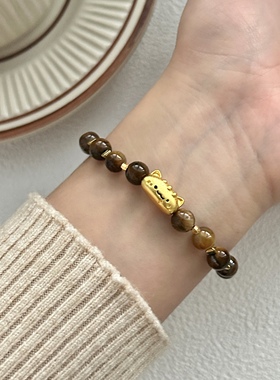 天然虎眼石串珠手链时尚个性戒指