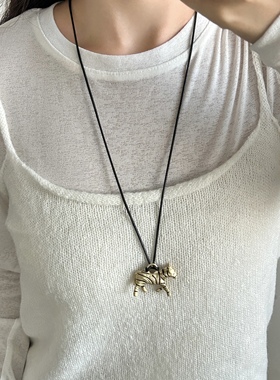 韩国ins风饰品斑马吊坠皮绳项链