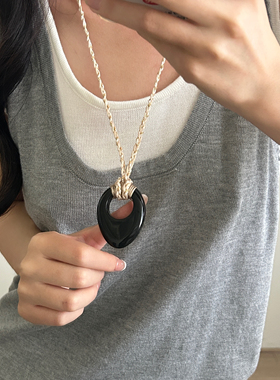 小众设计不规则椭圆吊坠项链