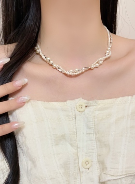 unbeaten双层珍珠叠戴锁骨链