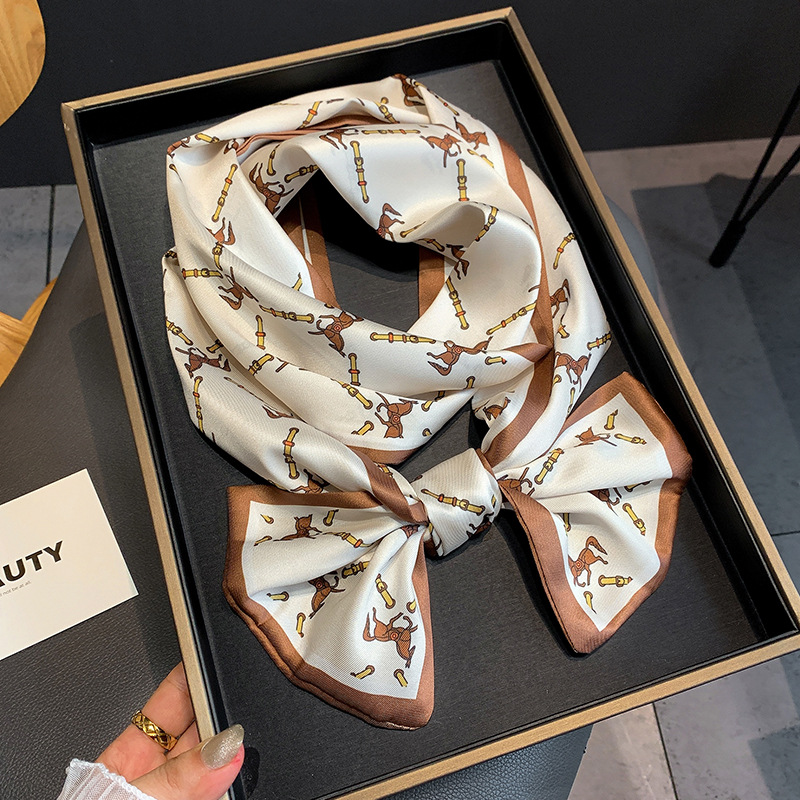 杭州丝绸丝巾女韩版百搭锯齿纹双层长条围巾配西装衬衣小领巾飘带 - 图2