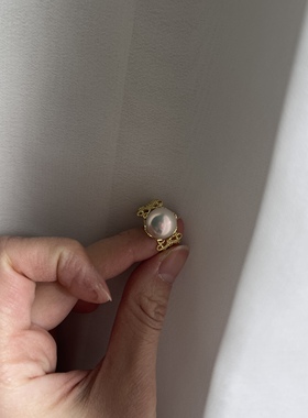 Stella手作金缕衣爱迪生淡水珍珠925纯银戒指开口