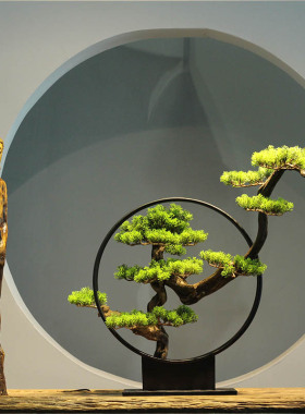 新中式风售楼处样板房间罗汉松