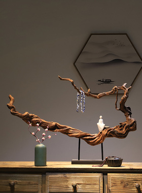 新中式风根雕佛像禅意茶室装饰品