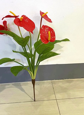 手感红掌仿真花摆件高品质盆花假花套装客厅茶几室内装饰花卉摆设