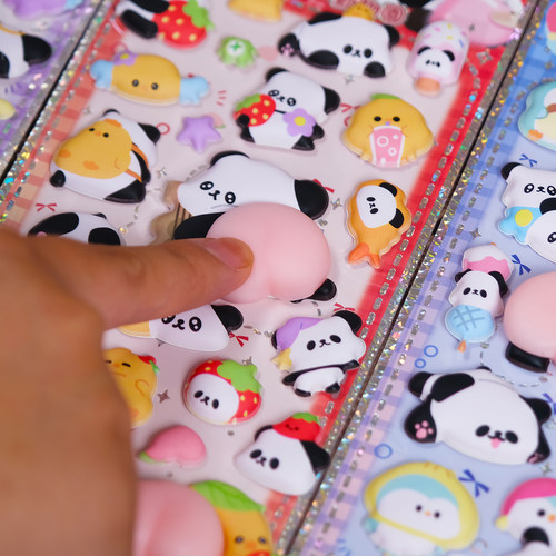 创意解压捏捏乐卡通熊猫3d立体泡泡贴装饰diy送女孩礼物屁桃贴纸 - 图2