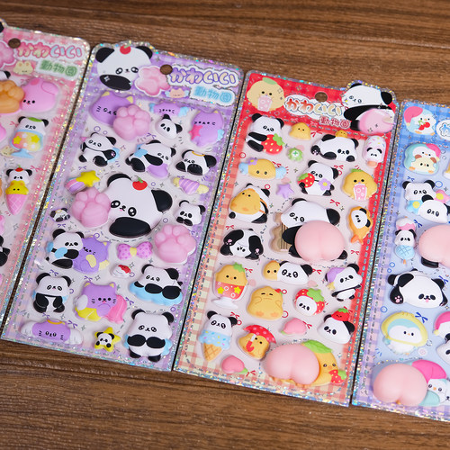 创意解压捏捏乐卡通熊猫3d立体泡泡贴装饰diy送女孩礼物屁桃贴纸 - 图3