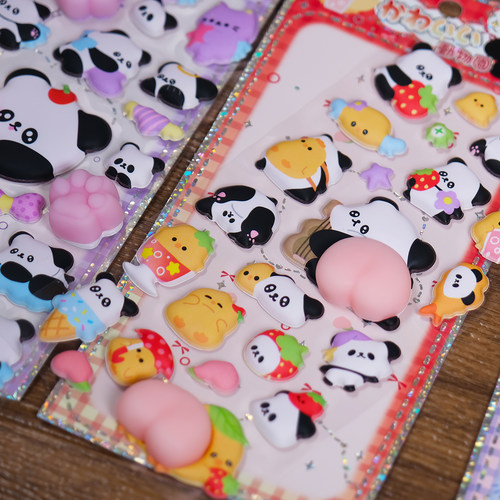 创意解压捏捏乐卡通熊猫3d立体泡泡贴装饰diy送女孩礼物屁桃贴纸 - 图0