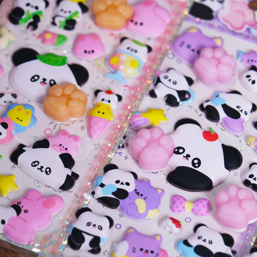 创意解压捏捏乐卡通熊猫3d立体泡泡贴装饰diy送女孩礼物屁桃贴纸 - 图1