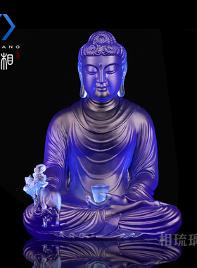 古法琉璃药师七如来像寺院工艺品