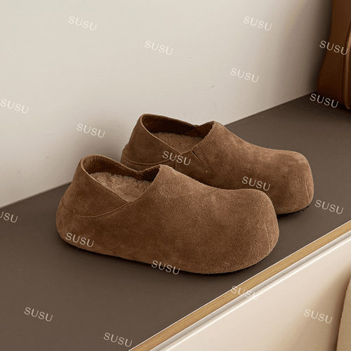 牛皮勃肯鞋女两穿加绒保暖厚底增高女鞋2025新款冬超火一脚蹬全包 - 图2