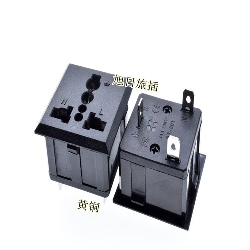 AC嵌入式三脚插座 三孔卡式机箱机柜插座 BX-801工业插座多国插座 - 图1