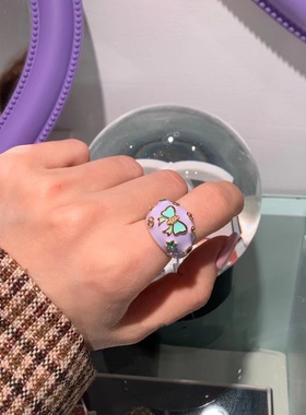 Thecolorsharky 自制胖胖蝴蝶结戒指少女可爱奶油色系