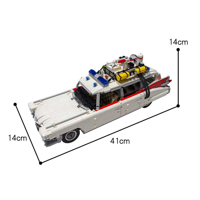 BuildMOC拼装积木玩具电影捉鬼敢死队捉鬼车ECTO1凯迪拉-克抓鬼车 - 图0