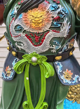 大型彩绘武财神关公开业落地摆件