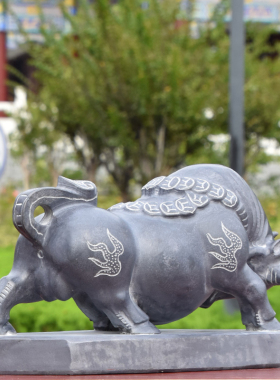 嘉祥石雕青石旺财牛石雕石业摆件