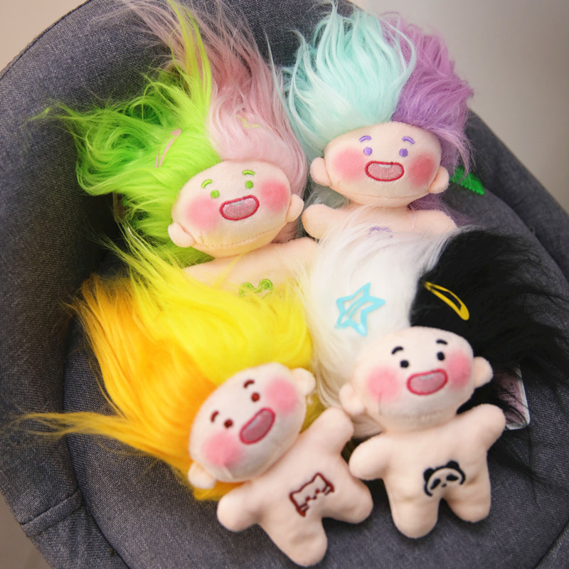 棉花糖缺牙棉花娃娃炸毛蓝发玩偶白发娃娃钥匙扣书包挂件三福同款 - 图3