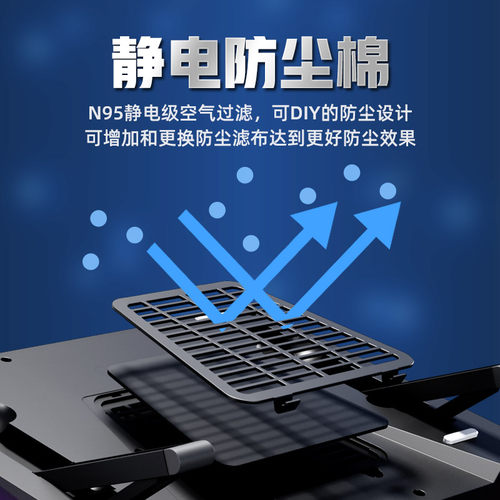 IETS GT600压风式笔记本散热器风冷14CM风扇支持18寸防尘底座支架36W电源适配冷过水冷手提笔记本电脑风压式 - 图2