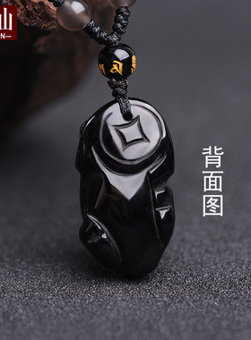 黑曜石发财猪项链时尚饰品吊坠