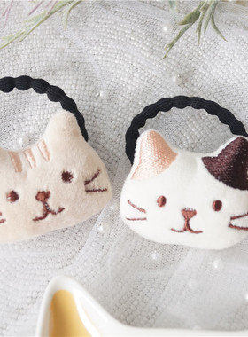 日本三花猫发绳软萌可爱毛绒马尾