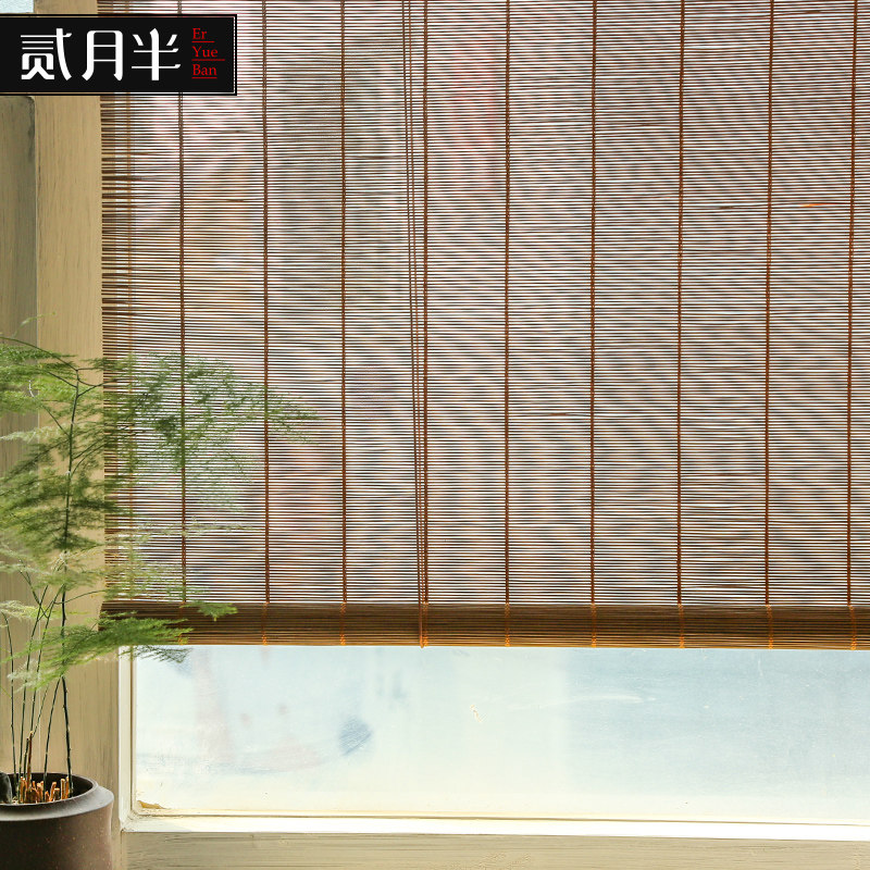 新中式竹帘窗帘日式茶室隔断卷帘客厅阳台遮阳遮光竹帘子门帘拉帘_虎窝淘