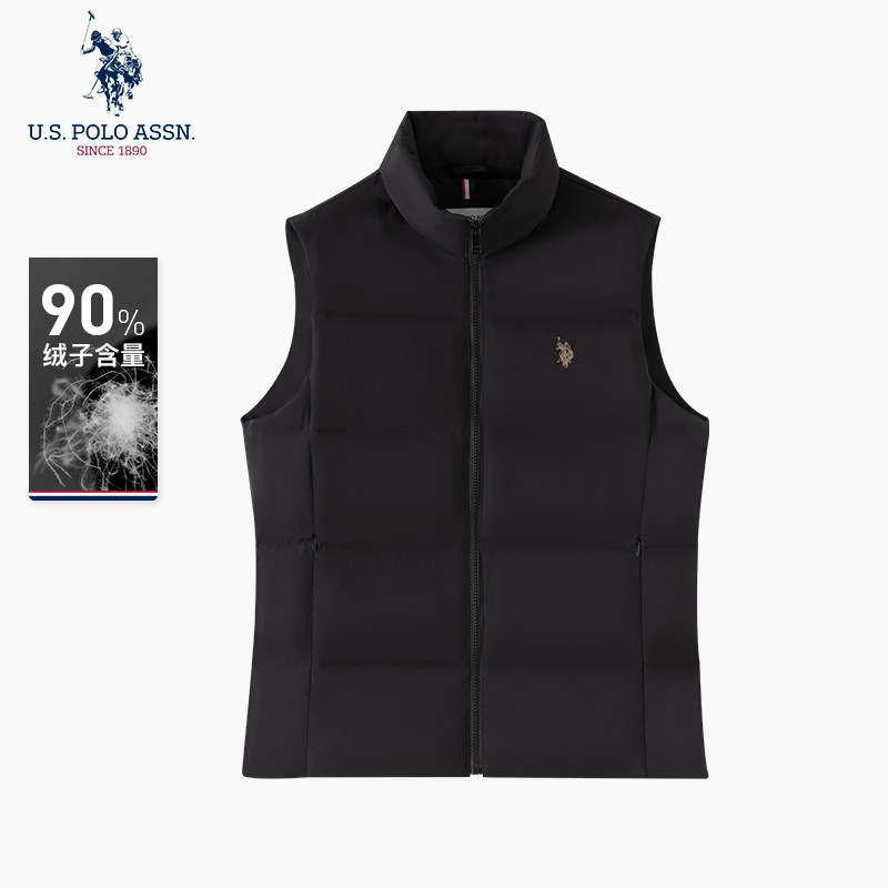 USPA男士羽绒马甲纯色防寒保暖鸭绒冬季美式休闲保罗立领背心上衣,淘宝优惠券,粉丝福利购,淘宝优惠卷