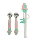 Палочки для еды для мальчиков для тренировок, вспомогательная нескользящая практика из нержавеющей стали, 2-3 лет