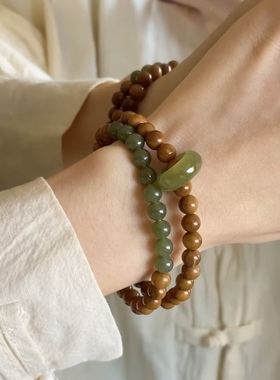 天然精品高抛库克和田玉手串跑环手持念珠盘玩新中式两圈手链男女