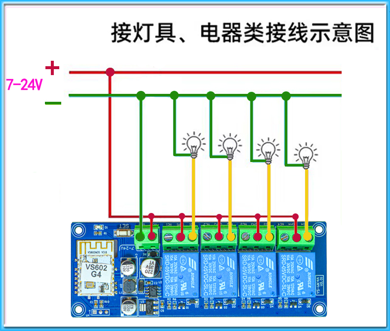 易微联wifi远程遥控开关蓝牙双模手机APP无线7-24V继电器模块WK4A - 图3