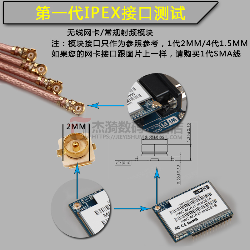 IPEX转SMA母头 UF.L转SMA跳线 外螺纹内针 IPX转接线 RG178镀银线 - 图3