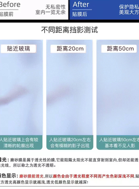 深浅蓝色磨砂玻璃贴膜办公室透光不透明卫生间窗户防走光磨砂玻璃