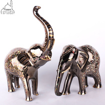 Pakistan Bronze Ware Fine Sculpture Color Dot Elephant Furnishing Artisanal Arts Enlove Objects Home Wedding House Feng Shui Elephants