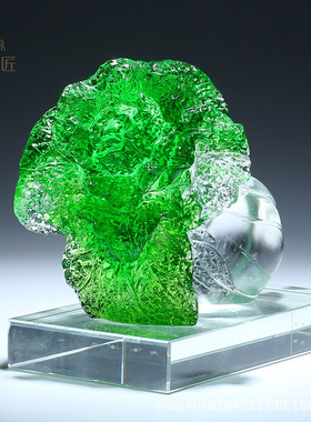 非遗传承淄博琉璃白菜摆件招财